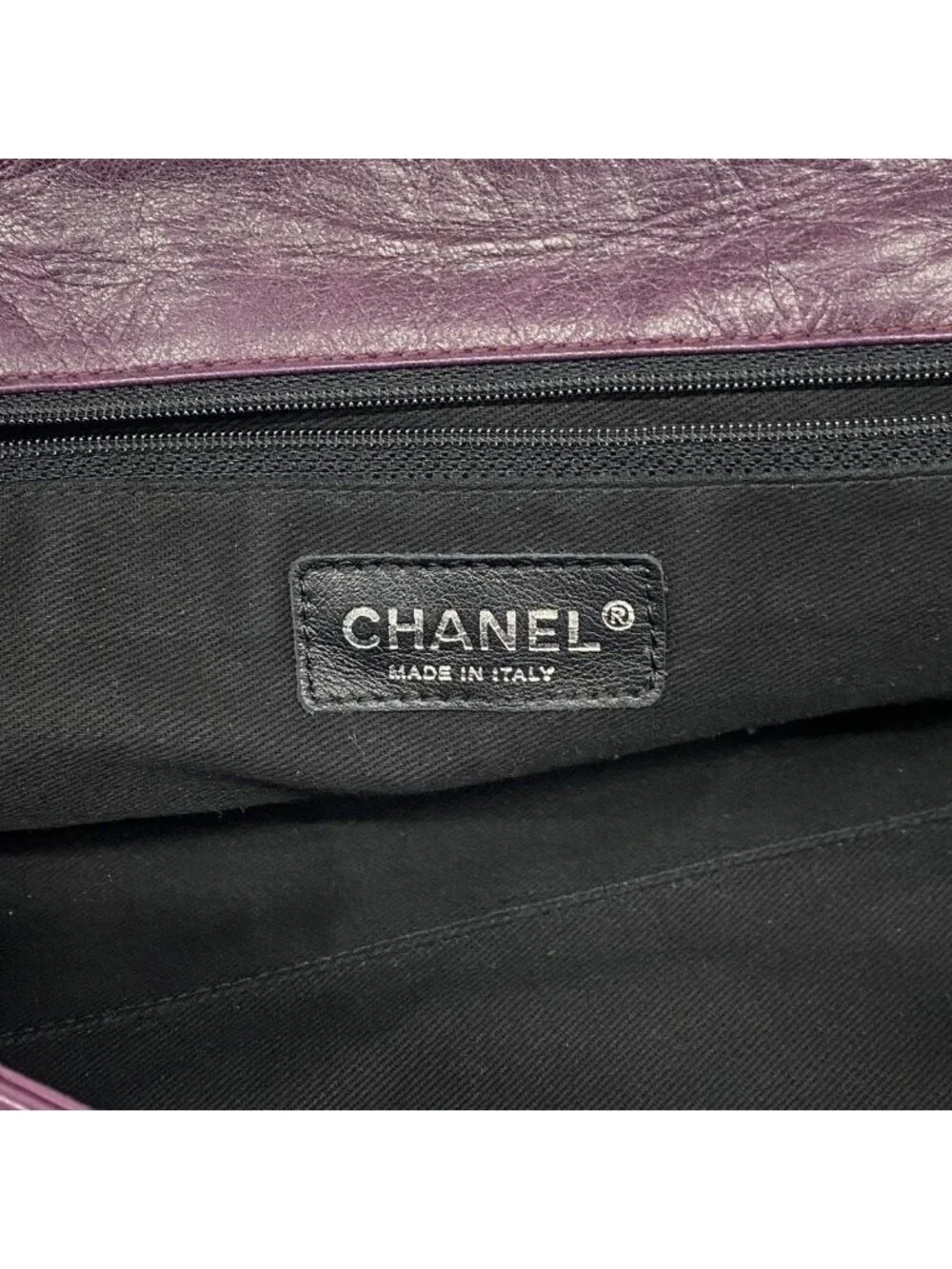 Chanel Shoulder Bag Lambskin Purple Silver
